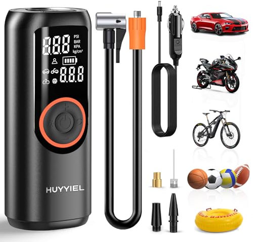 Compresseur à Air Portatif, 150PSI Gonfleur pneus Voiture sans Fil Mini compresseur Voiture Portable avec Batterie Rechargeable Affichage Numérique et Lumière LED pour Vélos Voitures Motos