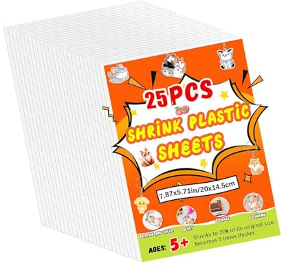 Lot de 25 films rétractables imprimables double face partielle pour porte-clés, fabrication de bijoux, panneaux rétractables imprimables