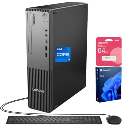 Lenovo ThinkCentre Small Form Factor Business Desktop, 13th Gen Intel Core i7-13620H, 16GB DDR5, 512GB SSD, HDMI, VGA, Wi-Fi, Wired KB & Mouse, Windows 11 Pro, Bundle with Adata 64GB USB Flash Drive