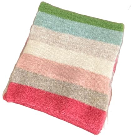 Kashmirscarf， Randig ullhalsduk for kvinnor, flerfärgad, 20x170cm(Beige Pink Green)
