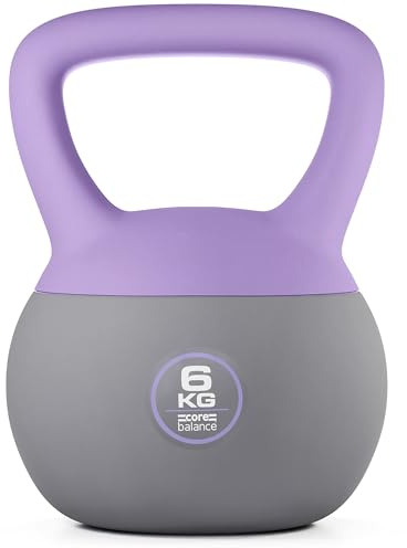 Core Balance Soft Kettlebell, 2kg–12kg Weights, Impact-Reducing Design | Soft-Touch PVC Shell, Cushioned Sand Filling, Ergonomic Handle, Anti-Slip Base, Colour-Coded Weights, Strength & Endurance