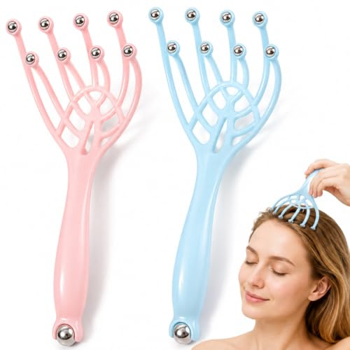 2 Pièces Masseur Tete, Masseurs De Tête Cuir Chevelu Griffes Massage Manuel Portable, Outil Multifonction Massage Cuir Chevelu Nuque Épaules, Stimulation Racines Des Cheveux Détente Spa à Domicile