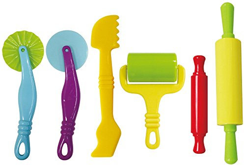 Leo & Emma Knetwerkzeug, Modellierwerkzeug Knete 6teilig hochwertig und robust für Kinderknete, Magic Sand, Knete Zubehör, Plastilin Werkzeuge, Küchenspielzeug Knete (bunt)