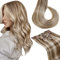 LaaVoo Clip in Extensions Braun Haarverlängerung Echthaar Clip Hellbraun mit Platinblond 45cm Extensions Echthaar Clip in Doppelt Tressen 120g/7Stück