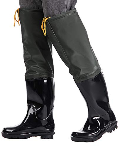 QTDZ VerDicket Super Hohe Watstiefel Herren Damen Wasser Hosen Mehrzweck Regen Gummi Stiefel Leichte Tragen-Beständig Fishing Boots rutschfest PVC Wasser Schuhe,Schwarz,41 EU
