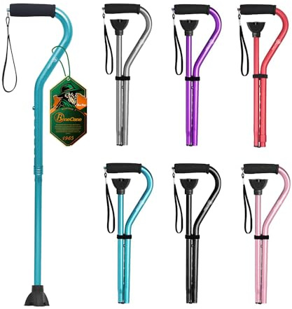 BeneCane Walking Cane for Men & Women Adjustable Cane with Offset Soft Cushioned Handle -Portable Lightweight Sturdy Mobility Walker Aid for Elderly, Seniors Collapsible Cane Blue