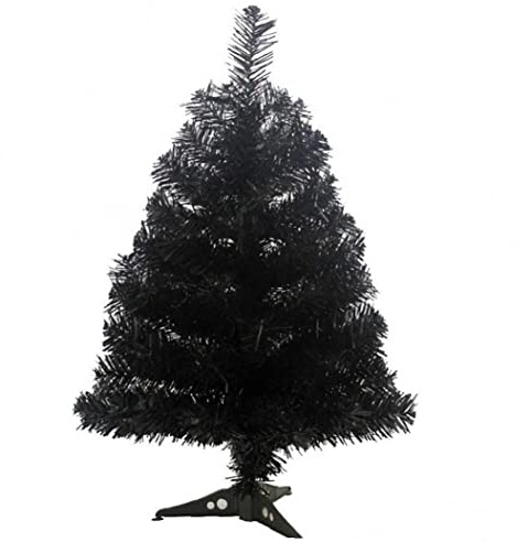 Casiler 60cm Albero di Natale Artificiale di 60 Cm, con Supporto per Supporto in Plastica Base Piccola Natalizia Decori Festa di Natale (Nero)