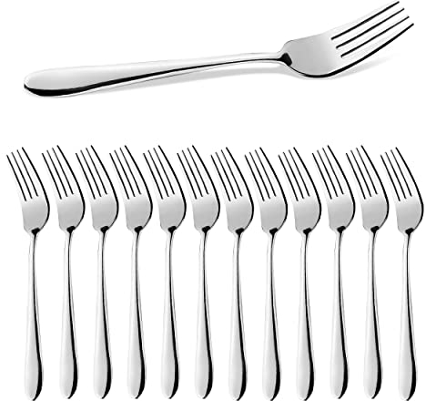 CAMRI Forks Set of 12 – Dinner Fork Stainless Steel, Silver, Mirror Polished, Cutlery Table Forks Set for Home, Kitchen & Restaurant,Dishwasher Safe,19.3 cm / 7.59 in (C61-Pack of 12)
