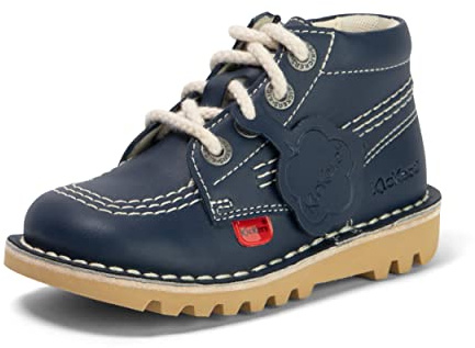 Kickers Bottines Classiques Unisexes en Cuir pour Enfants avec Fermeture éclair | Matériau à Base de Plantes | Extra Confortables | Durabilité Accrue | Qualité supérieure, Bleu Marine, 10 UK Child