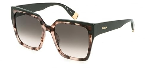 Furla Unisex SFU695 Sunglasses, 0AGK Avana Vintage Rosa/Marrone Lucido, 55mm