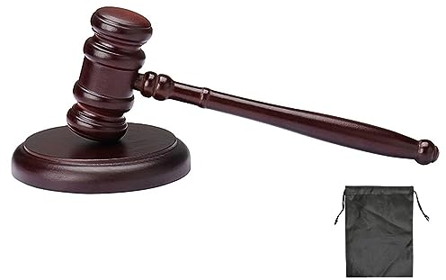 Kellegour Martillo De Subasta De Madera,Mazo Juez,Martillo Gavel de Madera y Bloque,Abogado De Juez Martillo Hecho a Mano,Con Bolsa,para Jueces,Abogados,Tribunales de Subastas,Presidentes,Empresa