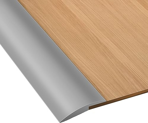 Volumoon 2 m 1 rulle PVC självhäftande täcklist, golvövergångremsor för att dra av och klistra fast dörrtrösklar list, övergångsprofil självhäftande, täckhöjd inom 5 mm (grå)