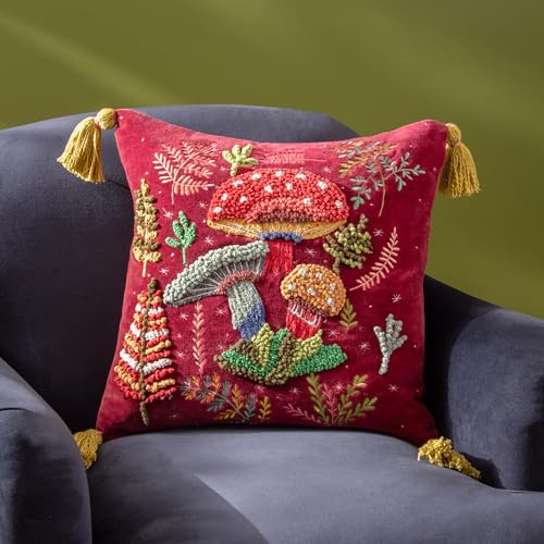 Wylder Nature Housse de Coussin brodée Champignons Magiques