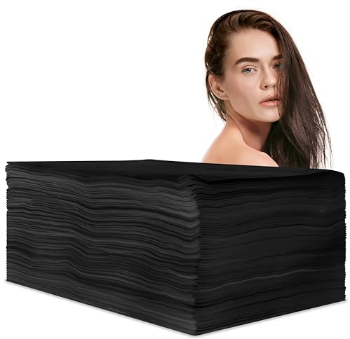 Pilbelles 100 Stück Einweghandtücher Vliesstoff 40x80 cm Schwarz für Friseur, Kosmetikstudio