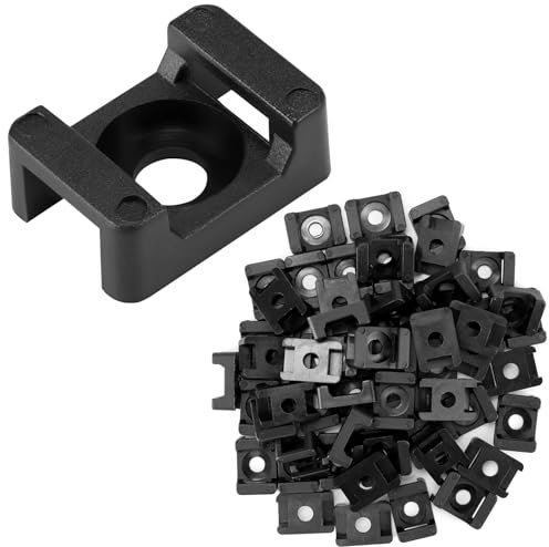 QWORK® 200 Stück Schraubbar Kabelbinderhalter für 9mm Kabelbinder - Schwarz Schraubbar Kabelhalterung Kabelmanagement Lösung für Zuhause und Büro