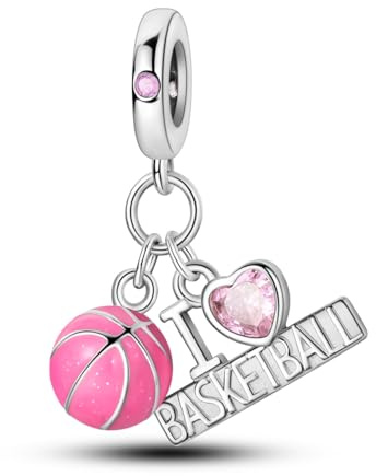 NARMO 925 plata esterlina rosa baloncesto colgante encanto dama