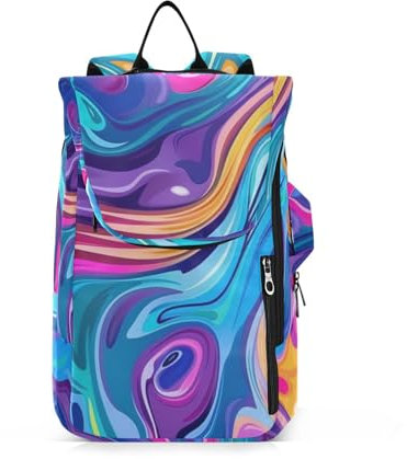 Yuiboo Tennis-Rucksack für Erwachsene, wasserabweisend, Farbverlauf, bunt, abstrakt, flüssig, hell, 2 Schläger, Tennisschlägerhülle, Turnbeutel für Damen und Herren