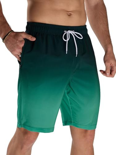 Arcweg Badehose Herren Badeshorts Schnelltrocknende Badeshorts Männer Jungen Schwimmhose Boardshorts für Männer mit Verstellbarem Tunnelzug Schwarz-Grün L(EU)