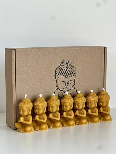 Bienenwachskerzen „Buddha“ (7 Stück) – aus 100% Bienenwachs – Yoga – Meditation - Dekor