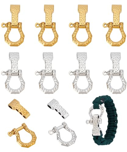 UNICRAFTALE 8 uppsättningar 2 färger justerbara bojor överlevnadsarmband spännen metall rosett ankare schackel lås D schackel klämma spännen för gör-det-själv armband smyckestillverkning