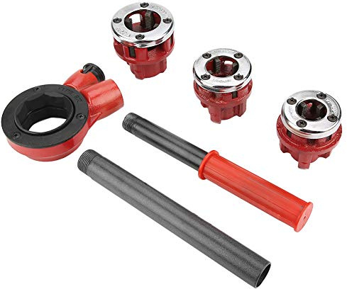 Filettatrice manuale per tubi, set di maschi e filiere, kit per taglio tubi idraulici, filettatura manuale da 0,5 0,75 1 1,25 pollici, set di utensili per maschiatura manuale, filiere per tubi idra