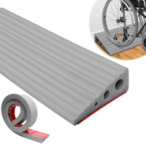 Dörrtröskelramper, 100 x 6,5 x 2,5 cm tröskelramp, PVC rullstolsramp, halkfri yta, rullstolsramp för barnvagnar, rullator eller skotrar (100 x 6,5 x 2,5 cm)