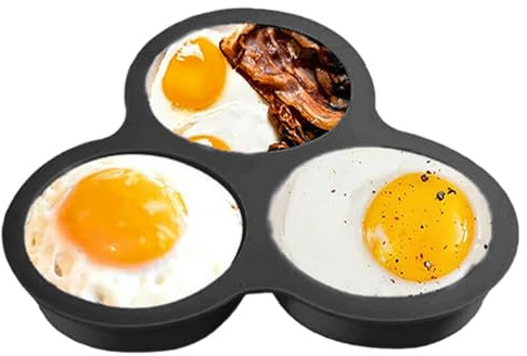 Ahuuen Moldes De Silicona Para Freidora De Aire,Huevera De 3 Cavidades | Molde De Silicona Para Freidora De Aire | Para Cocinar Pudines Hamburguesas Pastel Horno Microondas Sándwich