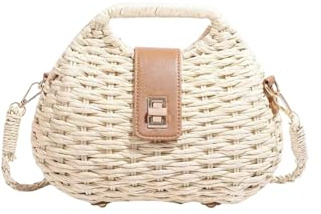 Sac de voyage pour femme, sac à main à bandoulière en rotin tissé, sac à main à bandoulière pour pique-nique
