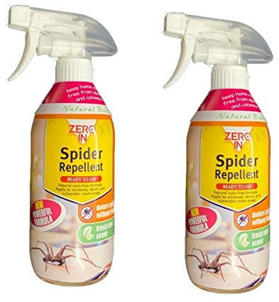 2 x ZERO IN Spider Repellent Spray (Humane, Natural Mint Treatment, Deters Spiders from the Home, Use Around Windows and Doors), 500 ml