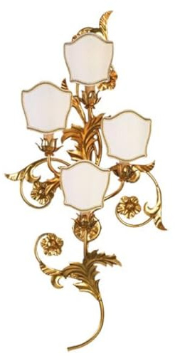 Casa Padrino Vägglampa Barock de Luxe guld/vit 46 x 14 x H. 92 cm - handgjord metalllampa med lampskärmar - barocklampor