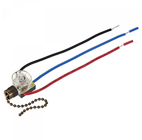 sourcing map Tracción Cadena Interruptor 3 Vías 3 Cables Reemplazo ZE-110 para Techo Ventilador Lámpara Luz Claro Bronce Paquete de 2