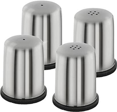 Edelstahl Salz und Pfeffer Streuer Set - 4er Pack - Mini Gewürzbehälter für den Tisch - Gewürz Dose Behälter rund klein 2x 2er Set