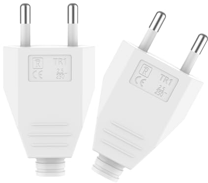 Oblinple 2 Stück Eurostecker Flach 250V 2.5A, Stromstecker Flacher, Schuko Flachstecker Euro Stecker Schukostecker Haushaltsstecker Dekostecker Netzstecker zum Einbau oder Austausch