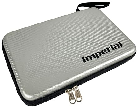 Imperial Hardcase Tischtennis-Schlägerkoffer | Silber | Carbon-Look | Platz für Zwei Schläger & Zubehör | Stoß- und kratzresistent