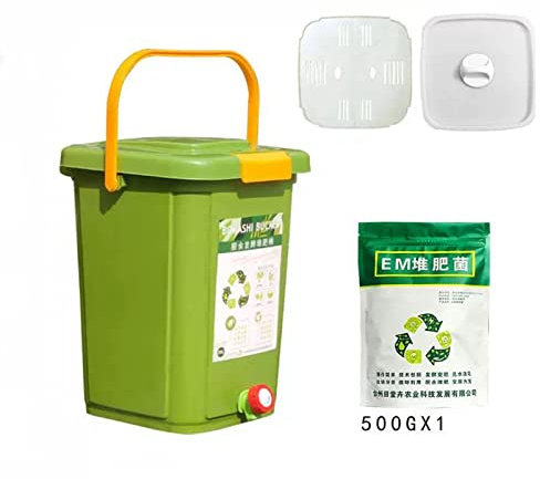 All Seasons - Compostiera per interni da 20 litri, per piano di lavoro della cucina con coperchio, beccuccio con sacchetto da 500 g di acceleratore per compostaggio secco