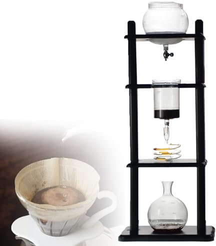 URJWAN SiebträGermaschine Mit Mahlwerk, Machine Cold Brew Dripper Iced Coffee Brewer Maker GroßE KapazitäT Cold Brew Coffee Tower FüR Haus Und BüRo