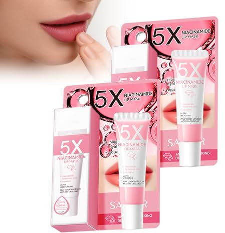 Maschera Per Labbra, 2 Pezzi Balsamo Per Le Labbra, Con Niacinamide, Maschera Per Dormire Per Le Labbra, Cura Delle Labbra, Illumina Il Colore Delle Labbra E Riduce Le Rughe Delle Labbra