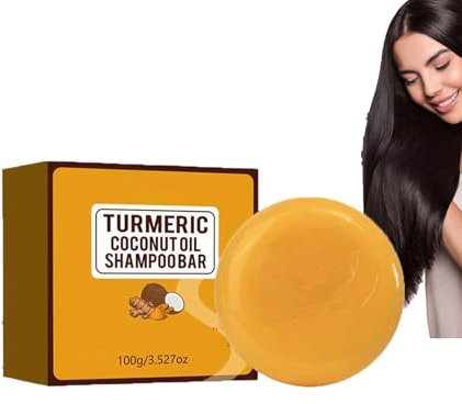 Hppsctink Savon shampoing, 100g Savon Shampoing au Curcuma, Savon Shampoing anti-chute, Nettoyant Doux pour le cuir Chevelu, Épaissit et Hydrate les Cheveux, shampoos