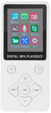 Reproductor de Música MP3, Sonido HiFi, Libros Electrónicos, Reproductor MP4, Pantalla a Color de 1,8 Pulgadas para Uso Doméstico Al Aire Libre (White)