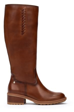 Pikolinos Medina Botas Mujer | en Cuero | Cremallera | Tacón Medio en Color Marrón