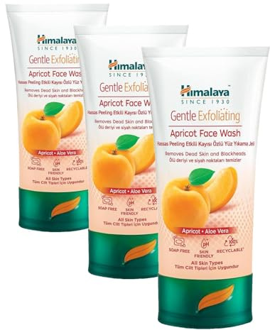 Himalaya Gentle Exfoliating Daily Face Wash with Herbal Actives Apricot, Neem and Lemon, Suitable for all skin types -150ml (Confezione da 3)