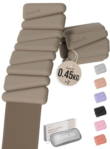 kure.fit Weighted Bangles | Adjustable Wrist and Ankle Weights for Women 1LB Each (Set of 2) | Ankle Weights for Yoga, Pilates & Walking | Leg & Arm Weights for Men | Home & Gym Workouts | Taupe