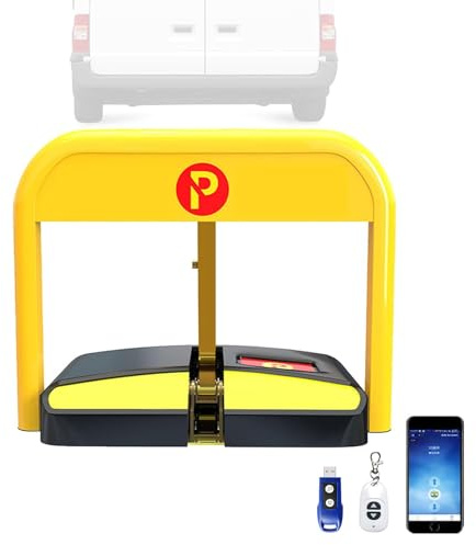 ANGDI Dissuasore di parcheggio Smart Lock, barriera Automatica per Posto Auto con sistemi di rilevamento, App e Telecomando, Blocco Automatico Pieghevole a batterie per la Protezione del vialetto