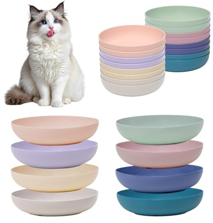 [16 Pack] Cat Dishes Whisker Friendly, Shallow Wide Pet Food and Water Bowl, Durable Wheat Straw Cat Bowls for Indoor Outdoor Cats