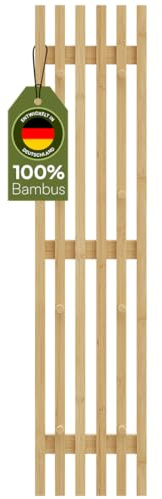 Bellamio Sava Garderobenpaneel – Flurgarderobe aus Bambus 110 x 25 cm – schmale Wandgarderobe mit 8 Kleiderhaken – Wandpaneel für Flur/Eingangsbereich/Schlafzimmer/Garderobe