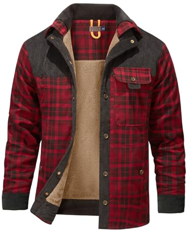 Caxndycing Giacca da boscaiolo da uomo Camicia da boscaiolo Camicia termica invernale Giacca in pile Giacca da lavoro Sherpa Giacca da boscaiolo a quadri da uomo Giacca foderata Fodera in pile Camicia