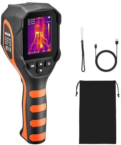 VEVOR Wärmebildkamera, 320x240 TISR Superauflösung, handheld Thermokamera mit 2MP visueller Kamera, 256x192 IR-Auflösung, 25 Hz Bildwiederholfrequenz, -20 °C bis 450 °C, 4 Bildmodi und 6 Farbpaletten