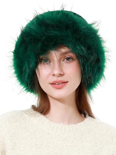 soul young Gorro de piel sintética de leopardo para mujer con forro polar y elástico para invierno, Verde leopardo, Talla única