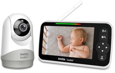 Snuza Looksi A1 Pan-Tilt-Zoom Video Baby Monitor with 5” Screen, Secure No WiFi, 300m Range, 2-Way Talk, Cry Detection, Temperature, Lullabies