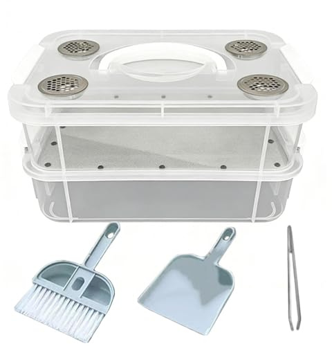 Contenitore per vermi della farina, a rete fine trasparente con coperchio ventilato, filtro per vermi della farina, per rettili, uccelli, polli, lucertole, draghi barbuti, rane, tartarughe